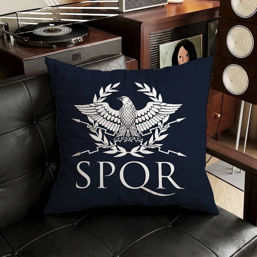 Retro Spqr Roman Empire Pillow Case Antidustmite Pillowcase Invisible zipper silky short plush Sofa cushion cover