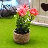 Office Desktop Decorations Mini Artificial Plants with Vase, Small Fake In Handwoven Seagrass Indoor Greenery Baskets, Realistic Faux Floral