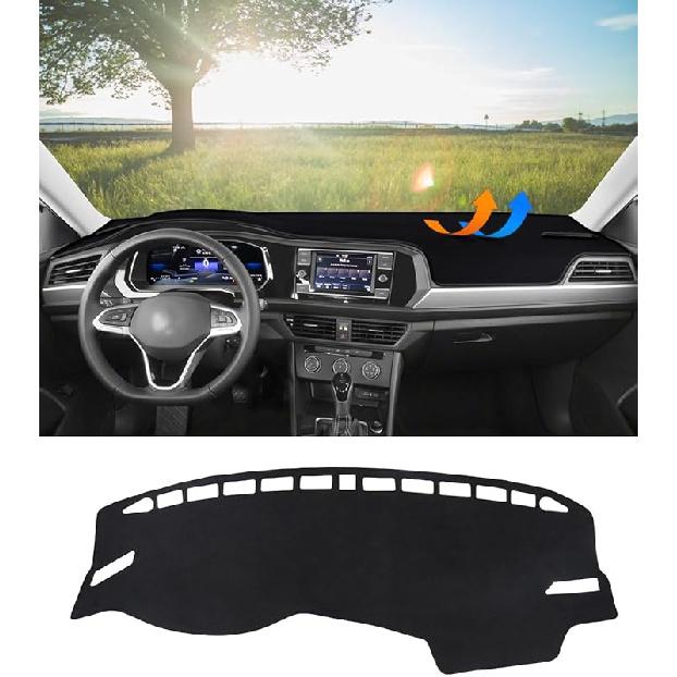 BIBLOZ Dash Cover For Toyota Sienna 2004-2010 Accessories Black Flannel Dashboard Cover Mat Car Dashboard UV Sun Protection