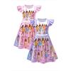 26252 Dziecięca Dziewczęca Casualowa Sukienka KATSEYE z Nadrukiem i Falbankami