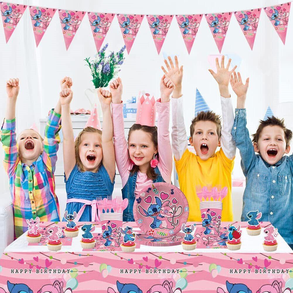 Lilo Pink Stitch Birthday Party Decorations Supplies Tableware Banner Balloon