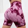 Seamless Tie Dye Sport Shorts for Women Summer Elastic Scrunch High Waist Push Up Tummy Control Gym Fitness Workout Yoga Shorts