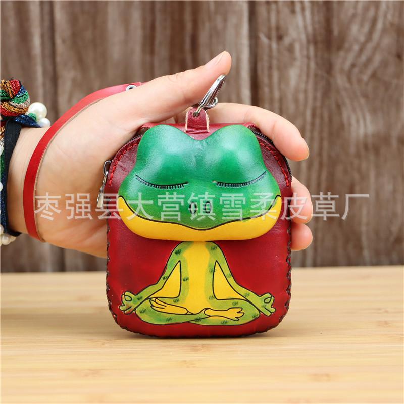 First Layer Cowhide Frog Mini Change Bag Cowhide Card Bag Key Coin Bag Clutch Bag Children'S Handbag