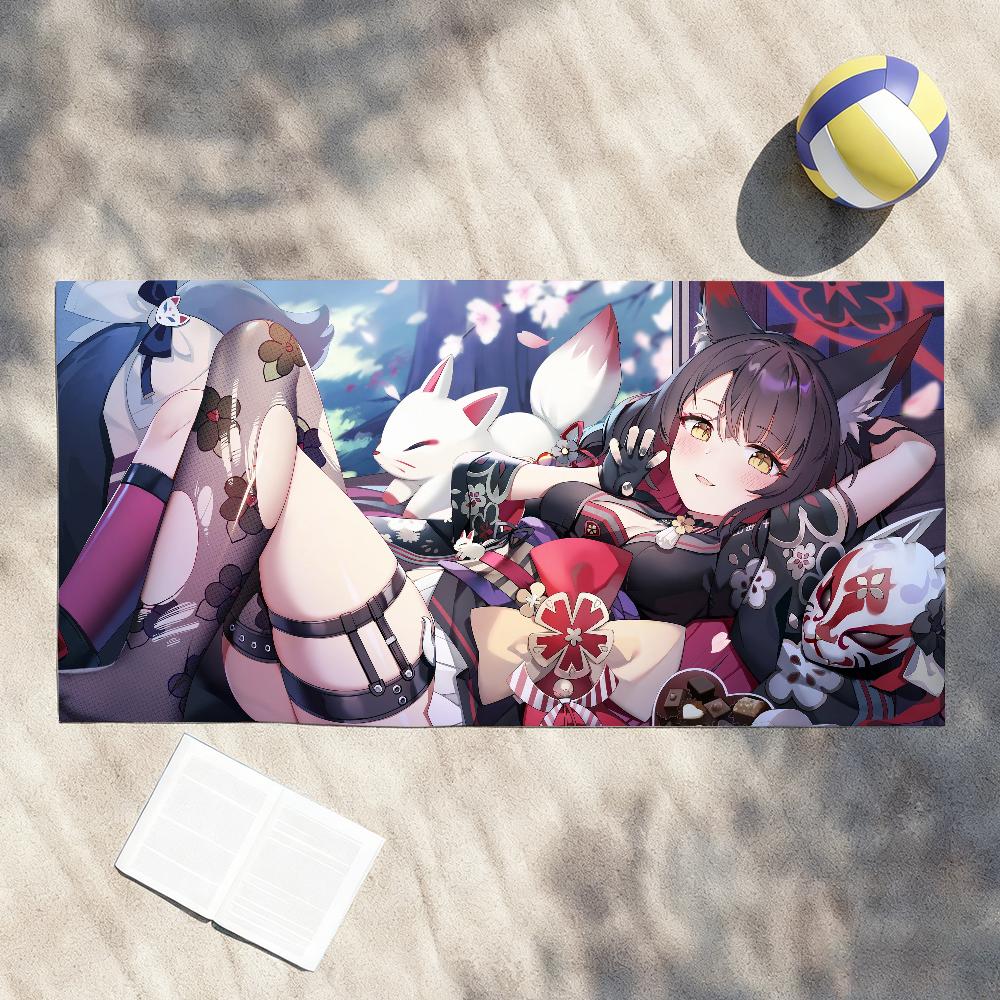 B-Blue Archive-S Game Kosaka Wakamos Towel Soft Lightweight Anti-Sand Large Beach Towel Quick-Drying Bath Sports Family