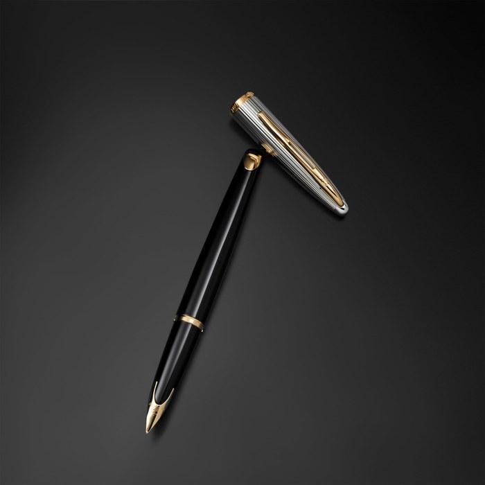 Waterman Karen Deluxe Black & Silver GT Fountain Pen, Fine Nib, 18K, Gift Box, S0699920 F