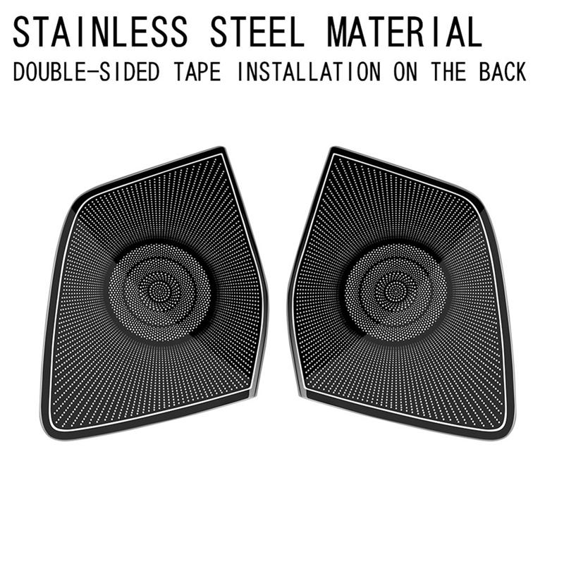 Powerful Car Stainless Steel Front Door Loudspeaker Cover Interior Accessories For Toyota Alphard VELLFIRE 40 Series + Black