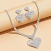 2025 New Fashion Silver Color Heart-shaped Rhinestone Necklace Earring  Set Women's Wedding  Valentine's Day Gift
