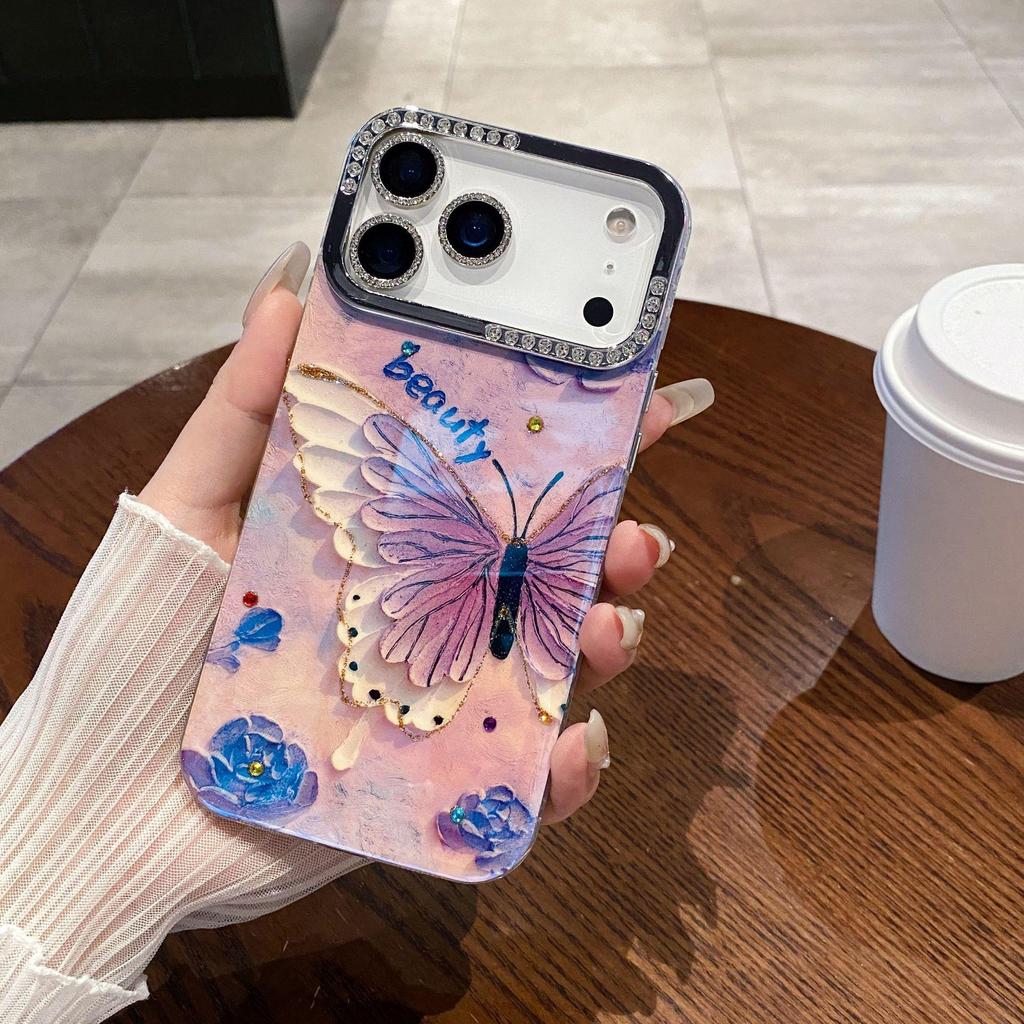 Rose Blue & White Butterfly iPhone 17 Pro Max Case - Stylish New 15 Pro for Women