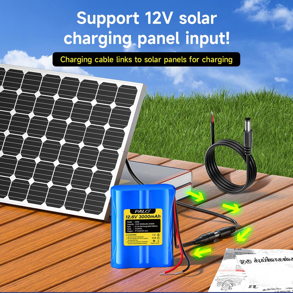 PALO Original 12.6V Battery 12V/12.6V Rechargeable Li-Ion Battery Pack 3Ah 12Vportable Battery for Devices RC Car Boat DIY Robot