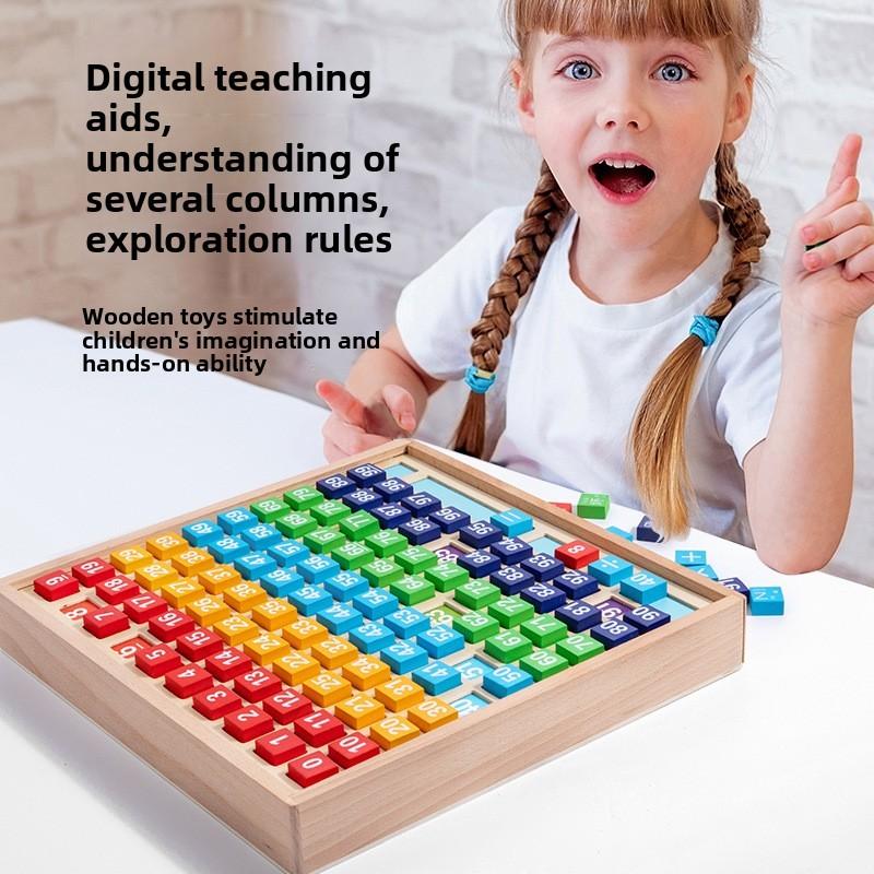 Wooden Hundred Numbers Puzzle For Childrens Math And Logic Exercises For Learn