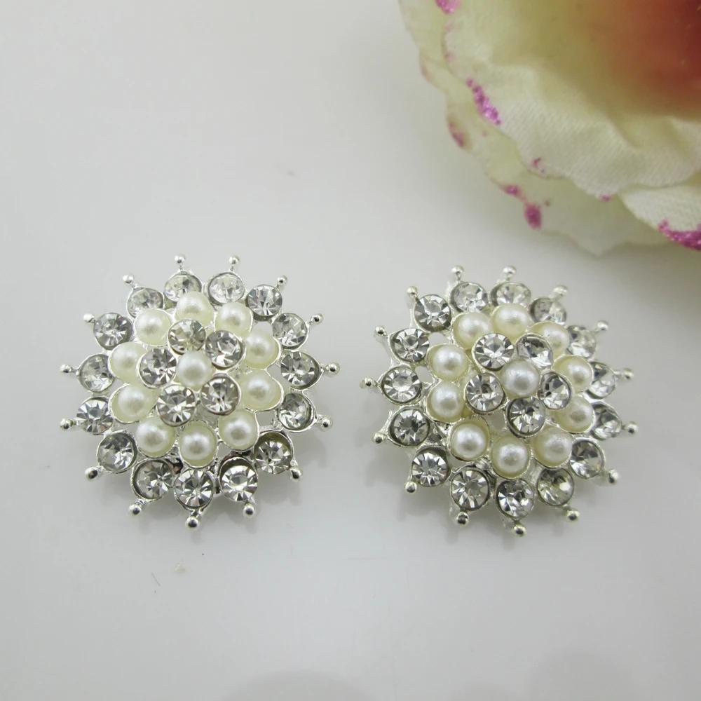 5pcs Metal Rhinestone Buttons Shank for Sewing Wedding Clothing Accessories Pearl Buttons Craft Supplies