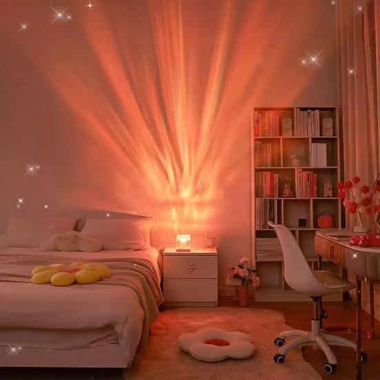 Aurora Wave Projector with Remote & App Control 16 Color Changing LED Night Light 360 Degrees Room Ambiance Lighting