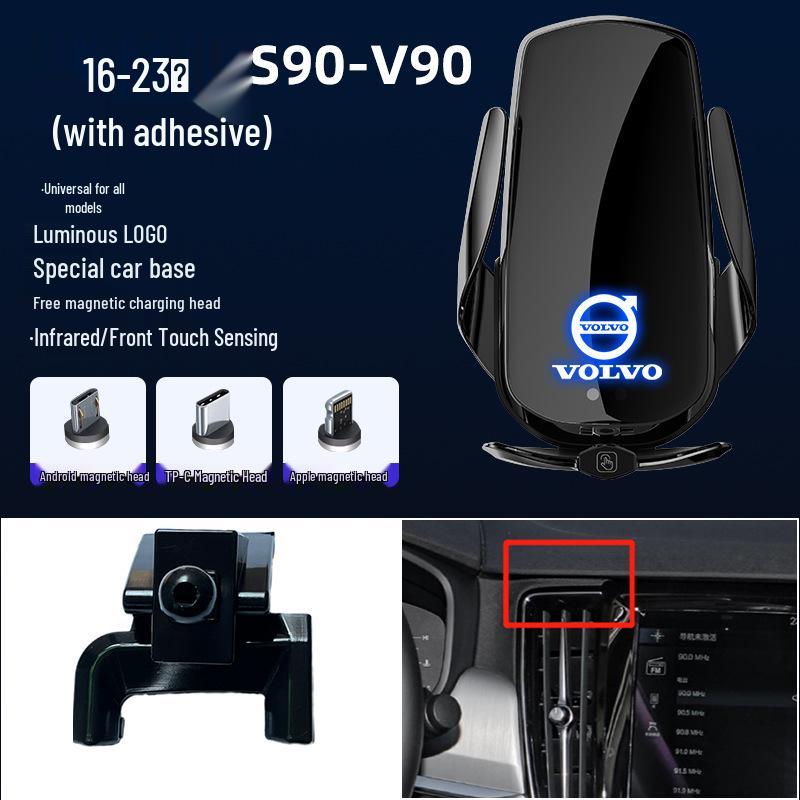 Volvo XC60/S90/V90/S60/V69 için Uyumlu Manyetik Kablosuz Hızlı Şarj Cihazı ve Telefon Tutucu
