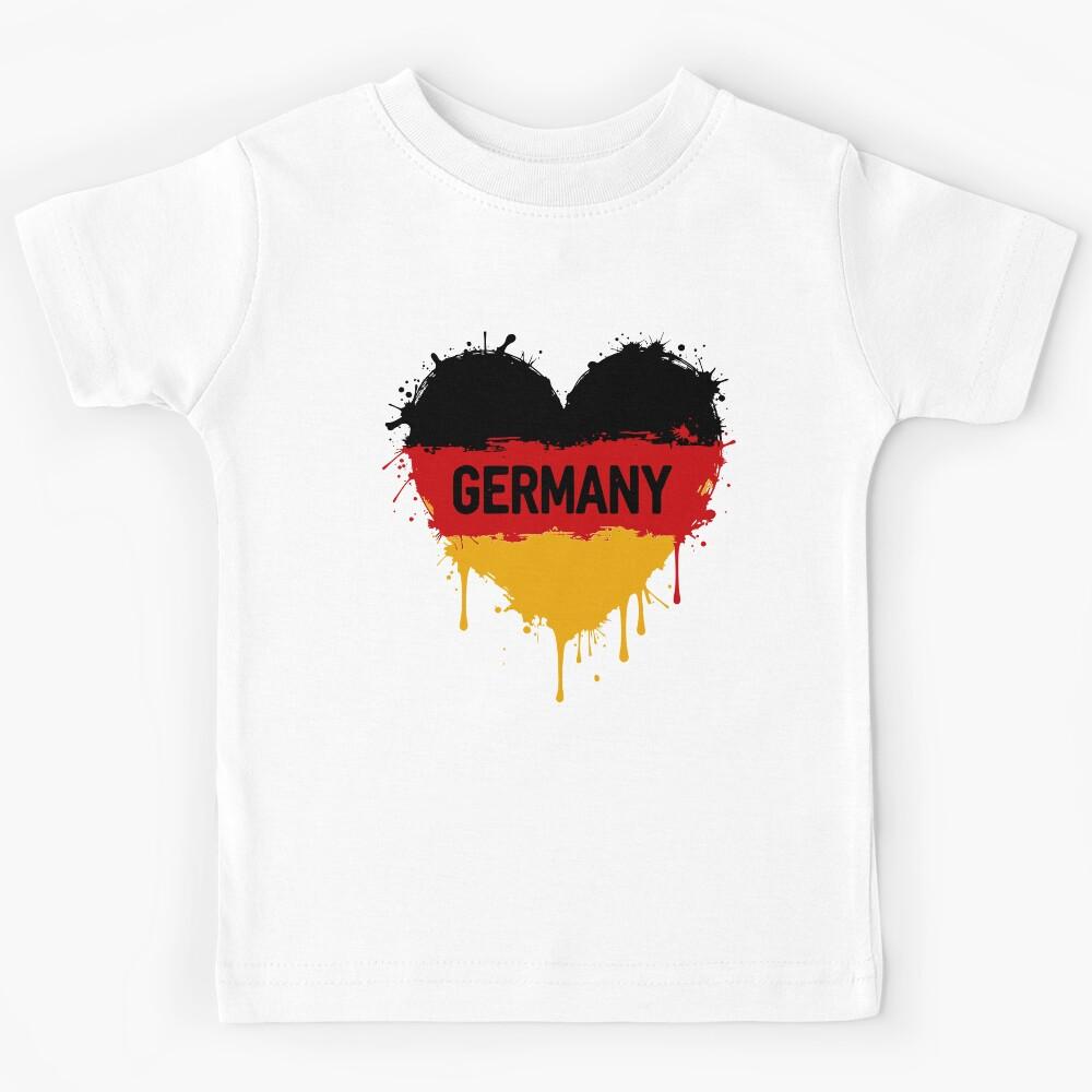 Black-Red-Gold Heart – Modern German Design “GERMANY” Kids T-Shirt 100
