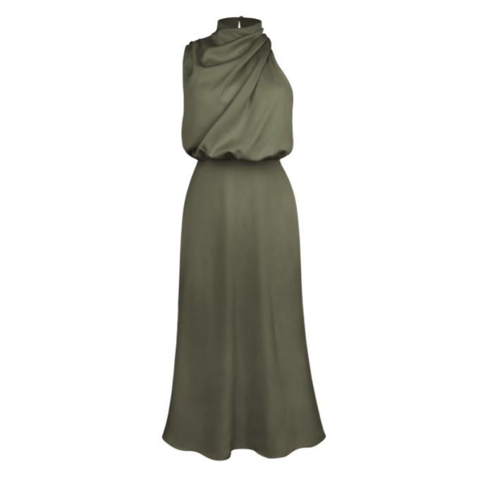 Satin Sleeveless Dress: Elegant European & American Fashion Eveningwear