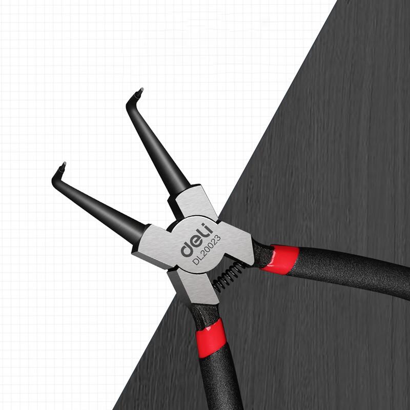Deli 7-inch German Internal Curved Snap Ring Pliers