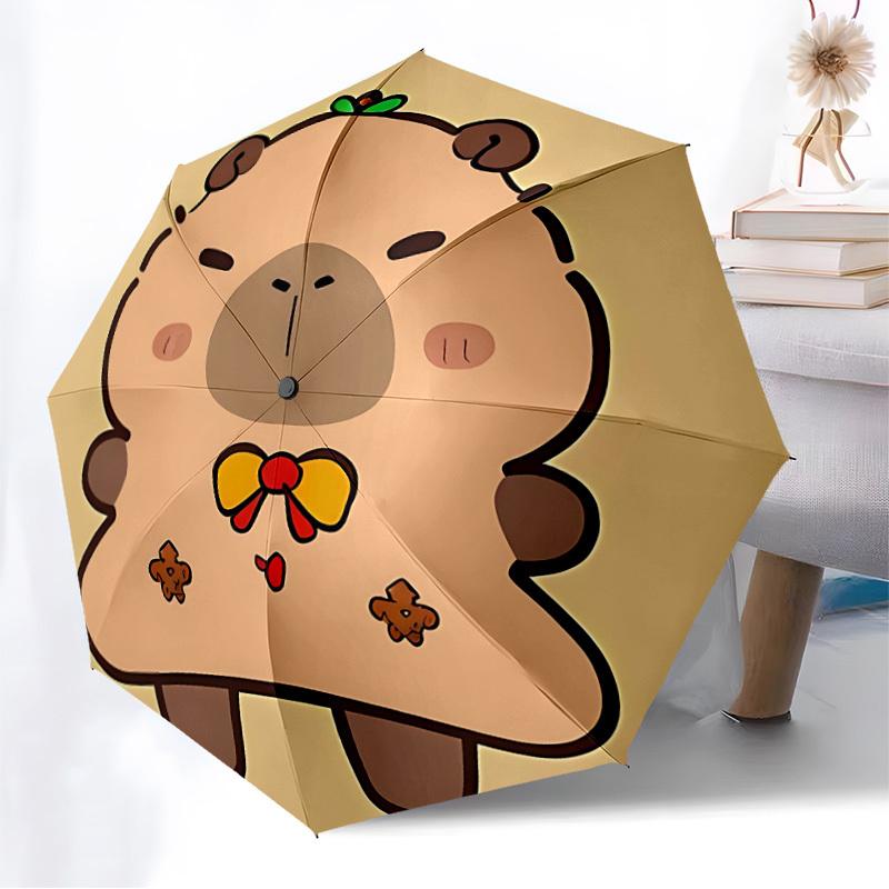 1pc Capybara Gingerbread Man Automatic Open/Close Umbrella, Formal Events - Ideal Gift for Family or Friends, Outdoor Accessory yy251211110