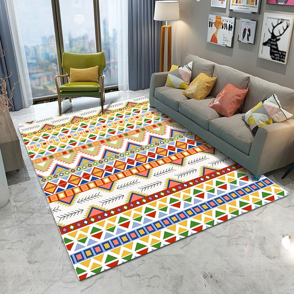 Ethnic Style Carpet Living Room Bedroom Coffee Table Sofa Mat Washable and Stain-Resistant Large Rug Prayer Mat Doormat Floormat