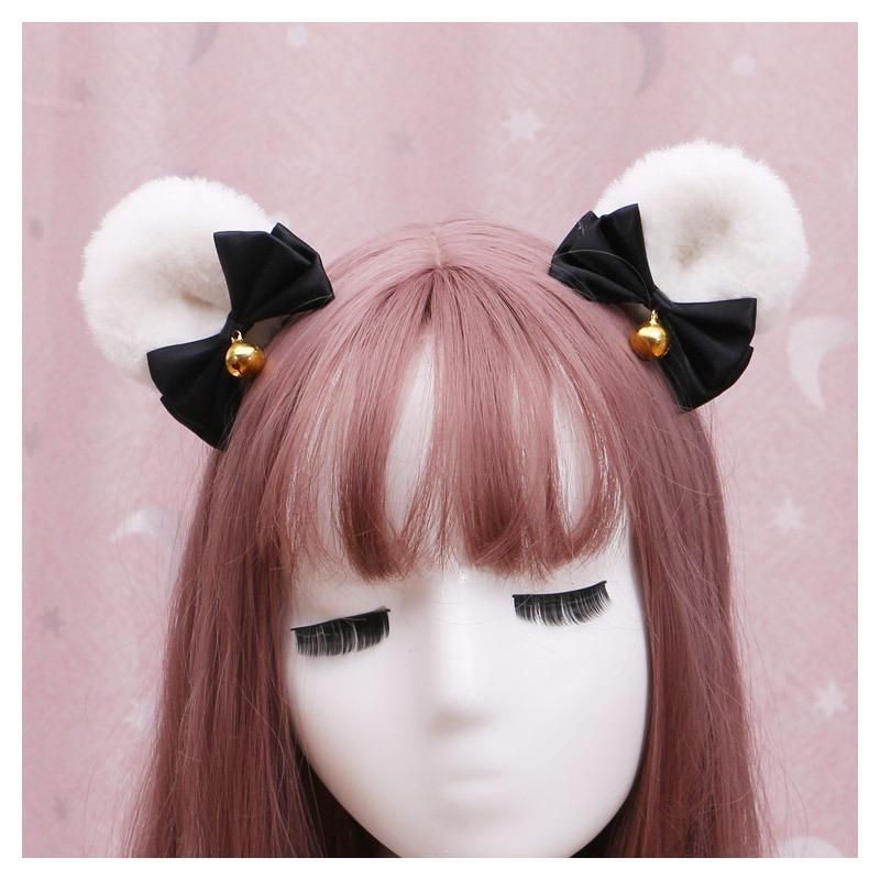 A handmade cute olita hair accessories lo lady edge clip J animal ear hairpin double bow bear ear pair clip