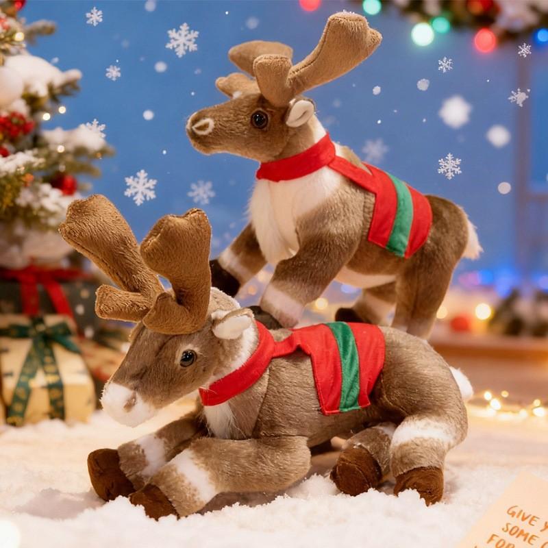 Christmas Reindeer Plush Decor With Pp Cotton Filling For Holiday Festivities