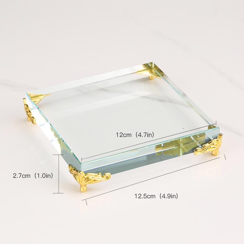 Pyramid Crystal Metal Ornament: Luxury Display Plate for Jewelry, Minerals, Figurines, & Wine