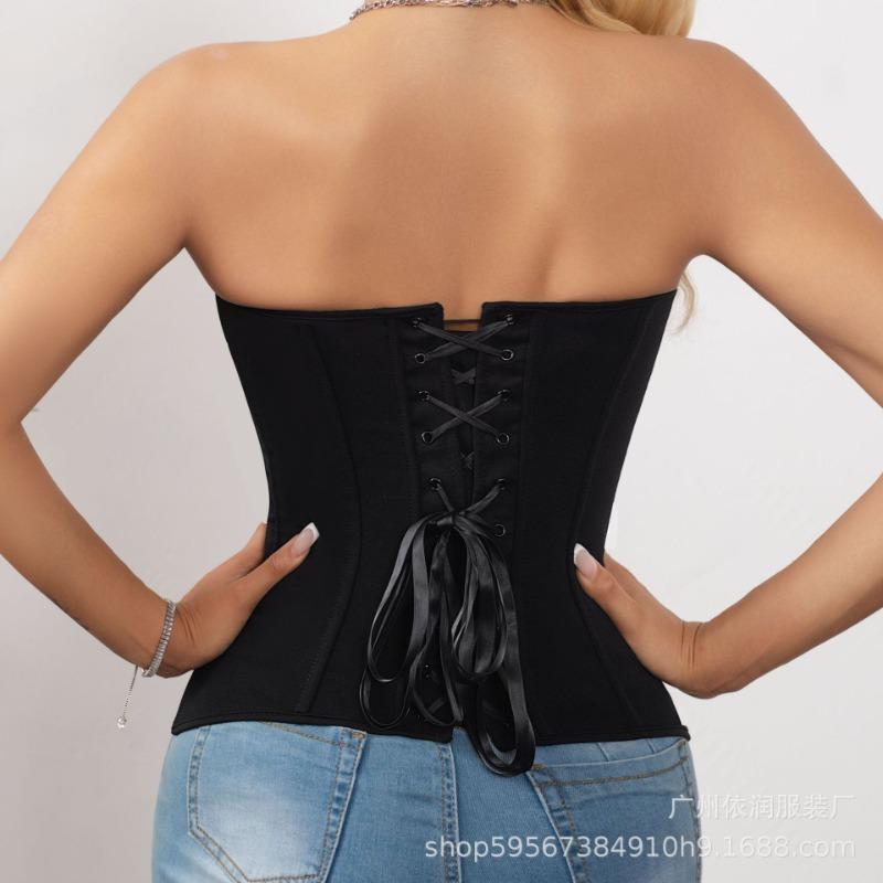 Fishbone Tube Top  Sexy Three-dimensional Body-building Slimming Waist Strap Design  Chest-wrapped Off-shoulder Top