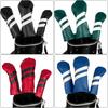 3Pcs PU Leather Golfs Club Head Cover Golfs Driver Headcover Stripe Pattern Fairway Wood Headcover Hybrids Head Cover