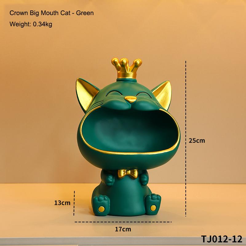 Krone Großer Mund Katze Ornament Freudvolle Reichtum Anziehung Katze Schlüsselaufbewahrung Ornament Haus Schreibtisch Dekoration Einweihungsgeschenk