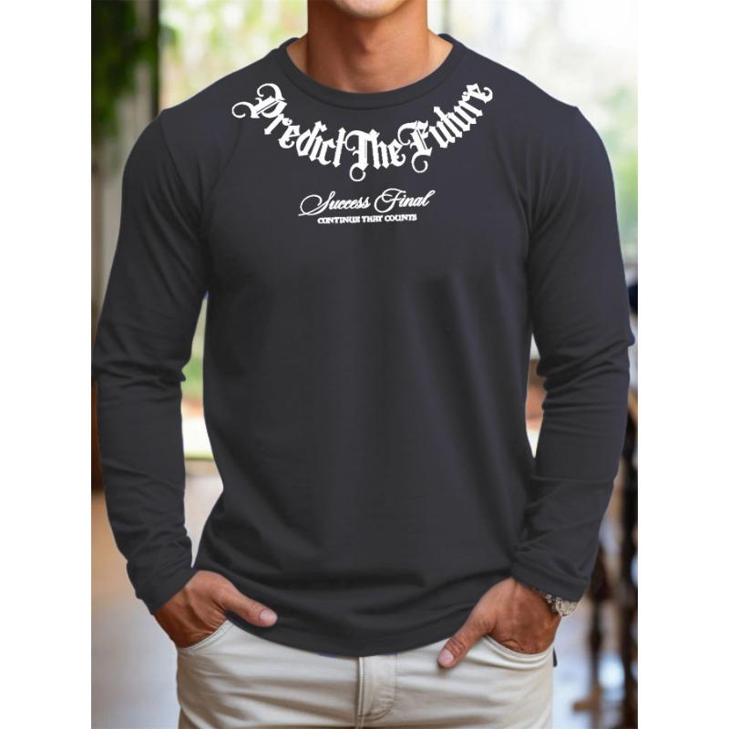 

Men s Loose and Comfortable Sports Casual Fashion Letter Printed Round Neck Long Sleeved T-shirt Top 5XL