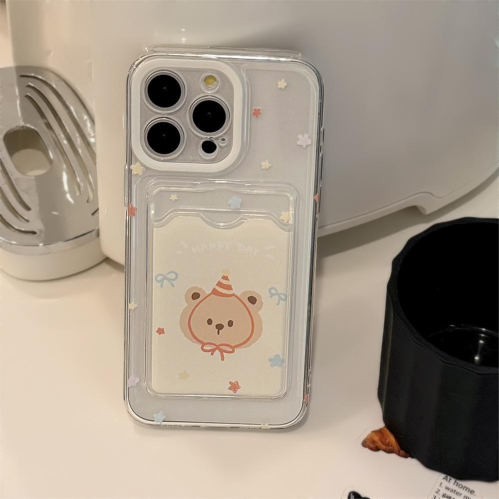 Cartoon Bear Card Holder Phone Case