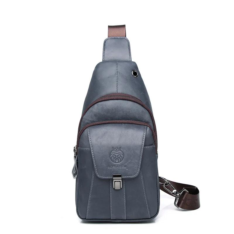 

New men s bag 100% Cowhide Crossbody bags Men chest bags quality shoulder bag husband Fashion luxury designer handbag 15x8x31cm синій
