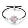 Stainless Steel Tree of Life Aromatherapy Bracelet with Diamonds and Leather Band
