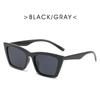 Glossy Black Minimalist Square Sunglasses - No Makeup Look for Women, Trendy Ins Style