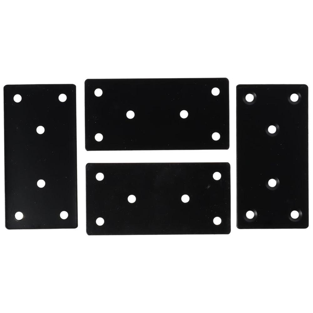 

4PCS Smooth Surface Black Flat Mending Plate Stainless Steel, Metal 100 X 50 mm Straight Steel Brace Metal Bracket Furniture
