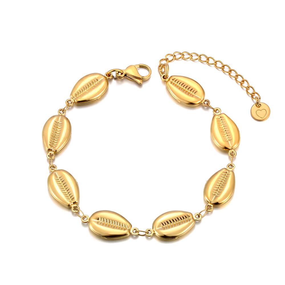 

JeeMango Ocean Style Stainless Steel Beach Vacation Shell Element Bracelet Necklace Metal Waterproof Jewelry for Women B25079