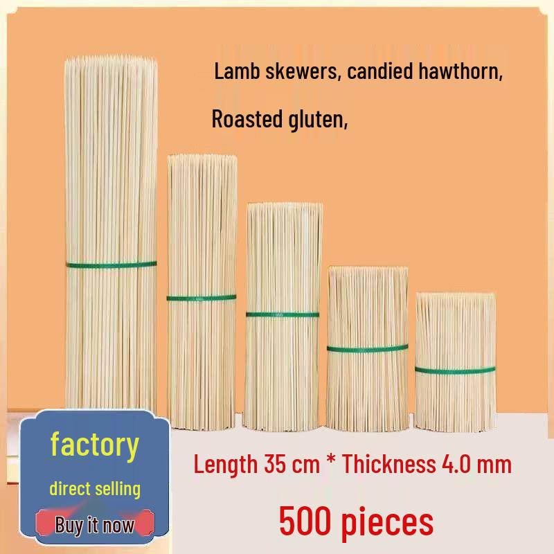 Disposable Bamboo BBQ Skewers for Sausages, Lamb, Bóbó Jī, Fried Skewers, and Tanghulu