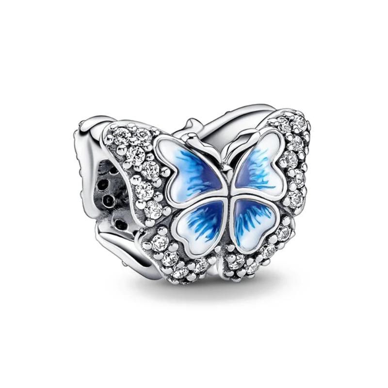 Neues Mode 925 Silber Schmetterling Sonnenblume Rose Anhänger Charm für Perlenarmband Damen Schmuck Geschenk