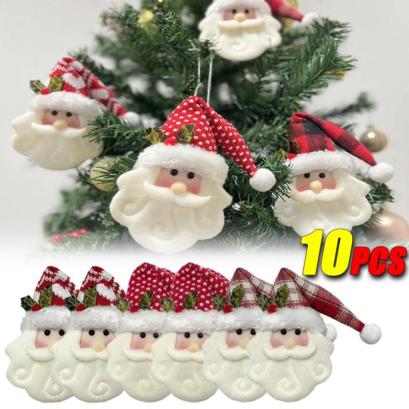 10PCS Santa Claus Hanging Decoration Christmas Tree Decoration Handmade Fabric Knitting Dolls Party Ornaments