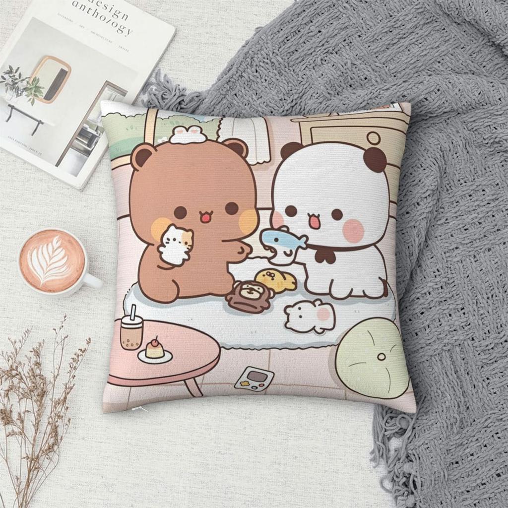 Bear And Panda Bubu Dudu Pillow Covers Accessories Soft Cushion Cover Decorations Throw Pillow Case Cover Car Multi-Size