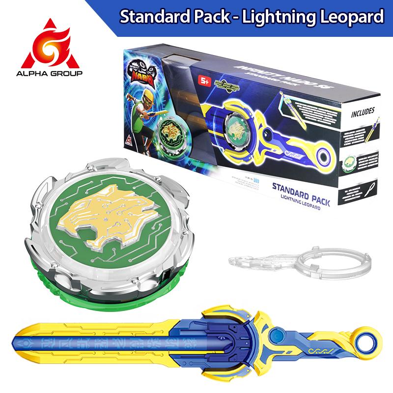 Infinity Nado 6 Pachet Standard - Urs de Război Înflăcărat Top Rotativ Metalic Giroscop Strălucitor cu Iconiță Monstru Lansator Espadă Jucărie Copii Anime