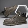 Fashion Men's Biker Boots Casual Mid Top British Tooling Shoe Keep Warm Trendy All-match Popular Motorcycle Lace-up Water Proof Boot Hot