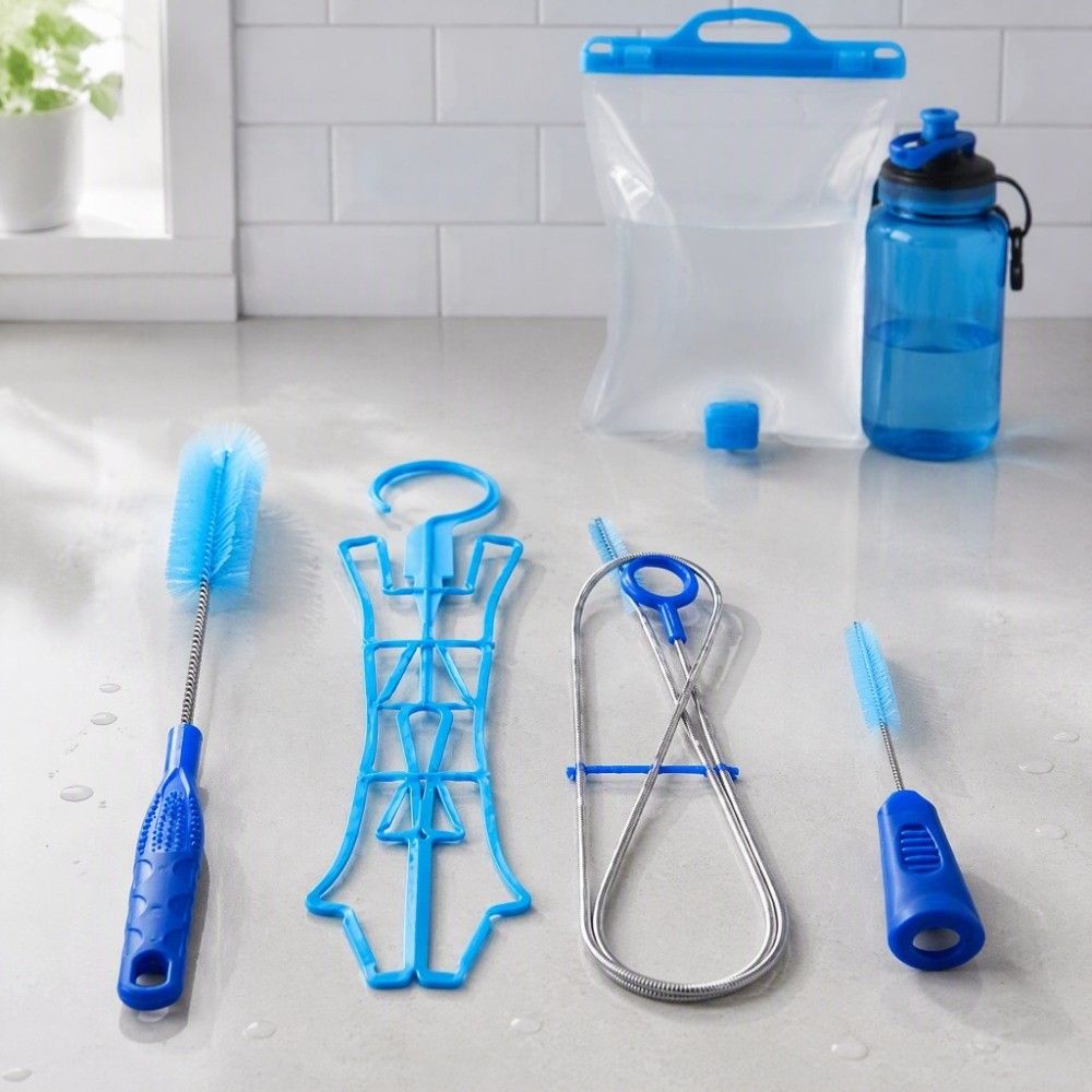 Flexible Water Reservoir Cleaning Tools Collapsible Drying Frame Hose Brush Set Hiking