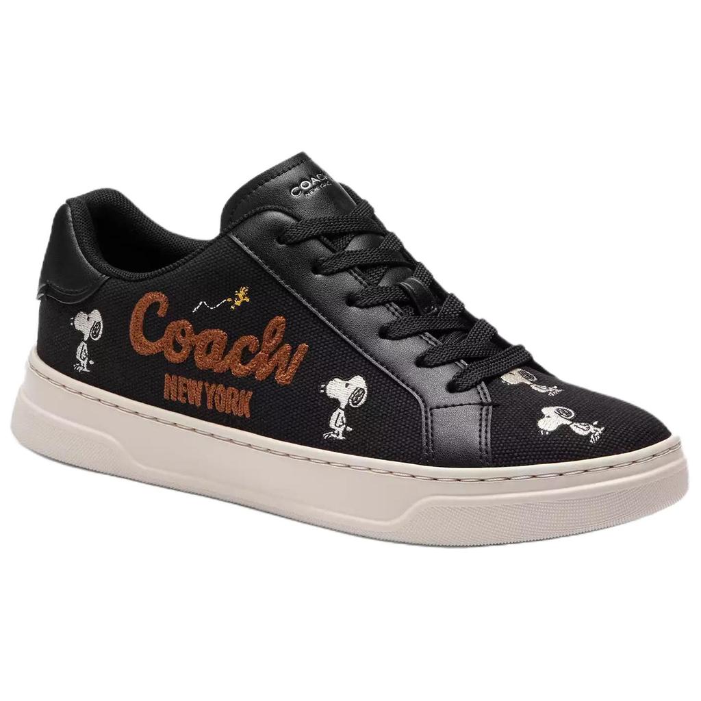 Coach Peanuts X  Canvas Leather Round Toe Lace-Up Low-Top Sneakers Women sneakers Black CBP11-M0Q