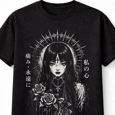 Geisha Japanese Anime Girl Roses Gothic Unisexga Graphic Unisex TShirt