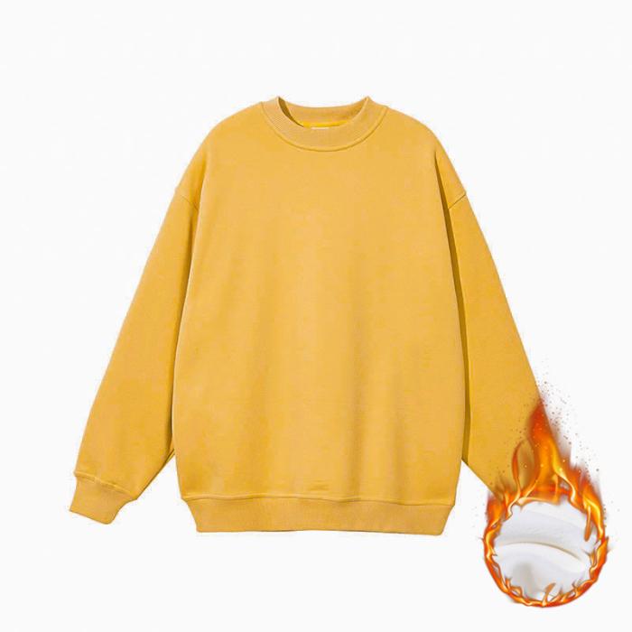 autumn winter cotton fleece warm Sweatshirt harajuku solid hoodies women men clothes thicken Long Sleeve UNISEX oversized hoodie