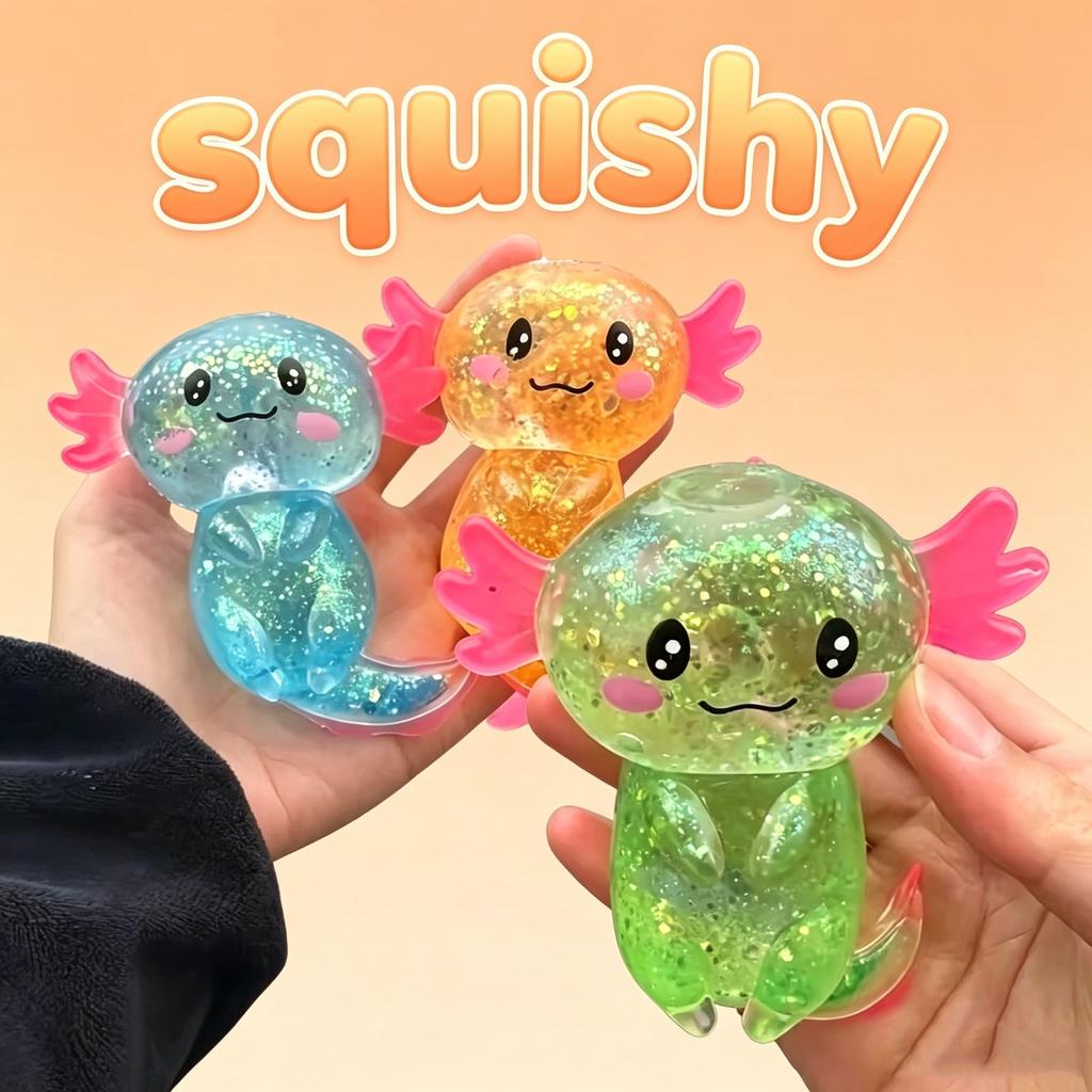 Colorful Axolotl Maltose Fidget Toy - Stretchy Salamander Squishy Anti-Anxiety Gift