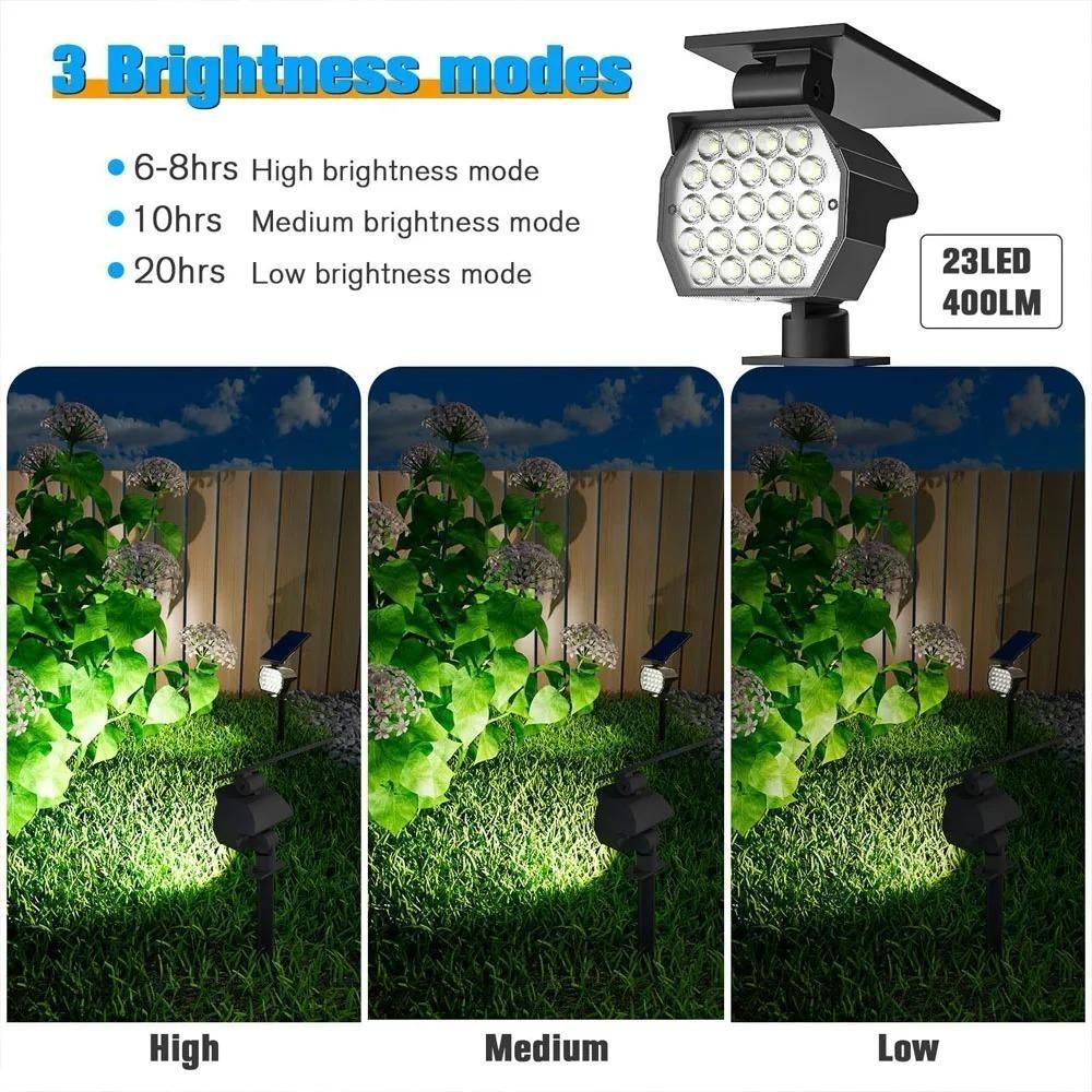 Solar Spotlights Outdoor 23LEDS Solar Landscape Lights Adjustable Waterproof Solar Wall Spotlights Light Lawn Tree Patio Yard Wa