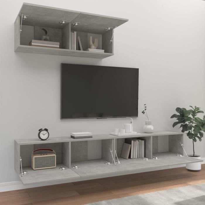 VidaXL Ensemble de meubles TV 3 pcs Gris béton Bois d'ingénierie 3114481