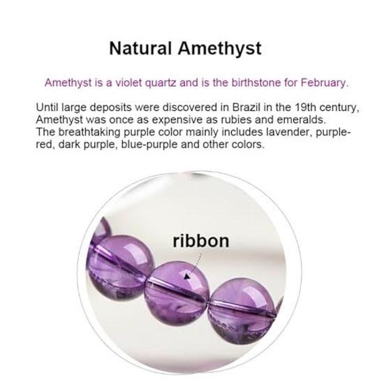 Natural Amethyst Bracelet Gem Round Bead Stretch Healing Reiki Purple Crystal Stone Business Money Luck Energy 1112mm