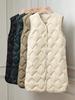 Women's Mid-Length Lightweight Down Vest - V-Neck, Autumn/Winter Capelet, Plus Size